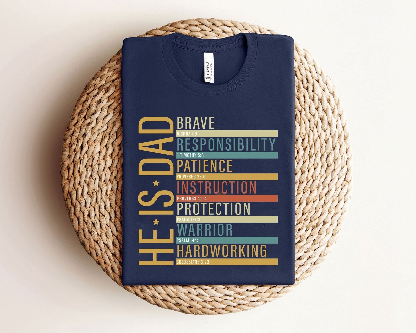 Christian Dad Shirt - Bible Dad Shirt - Brave Like David Warrior Like Joshua Comfort Colors Shirt - Christian T-Shirt - Father's Day Gift - He is Brave Dad Shirt